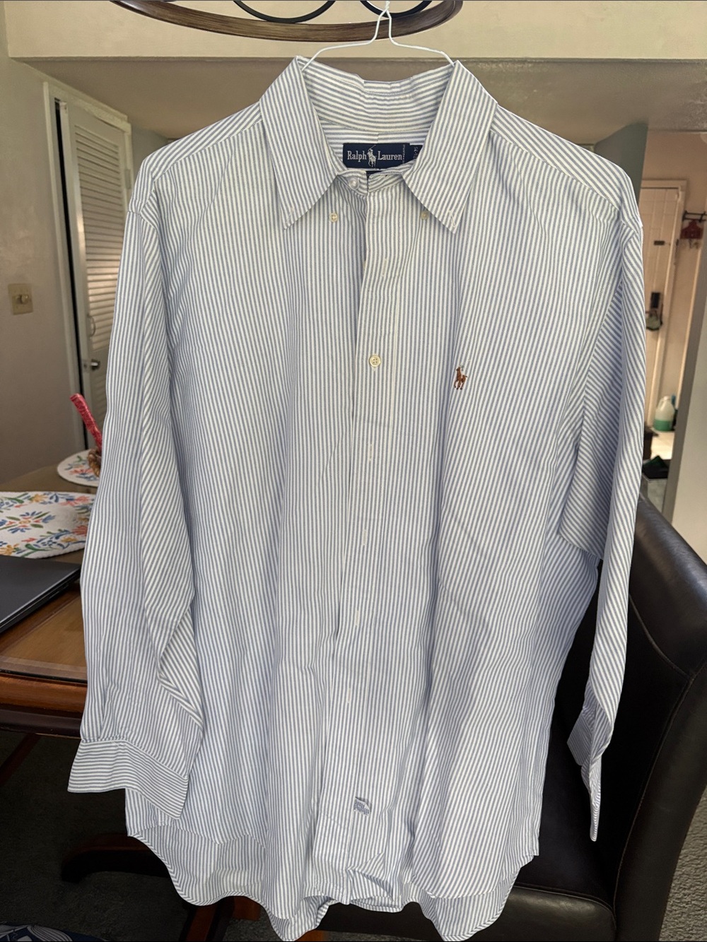 Ralph Lauren Light Blue and White Pinstripe Dress Shirt